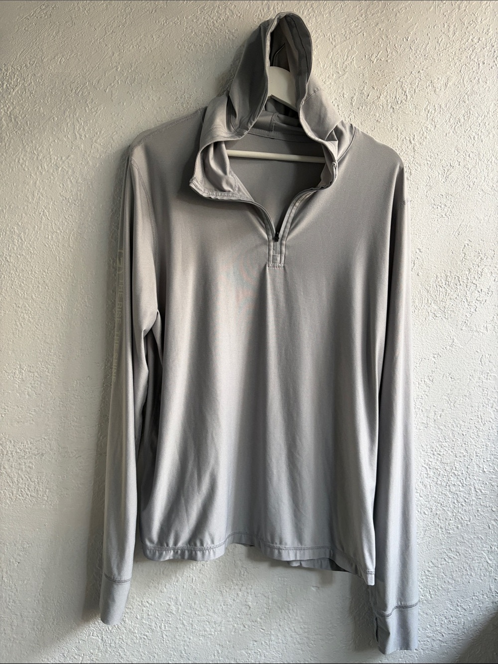 Vuori Light Gray Quarter-Zip Hooded Performance Top